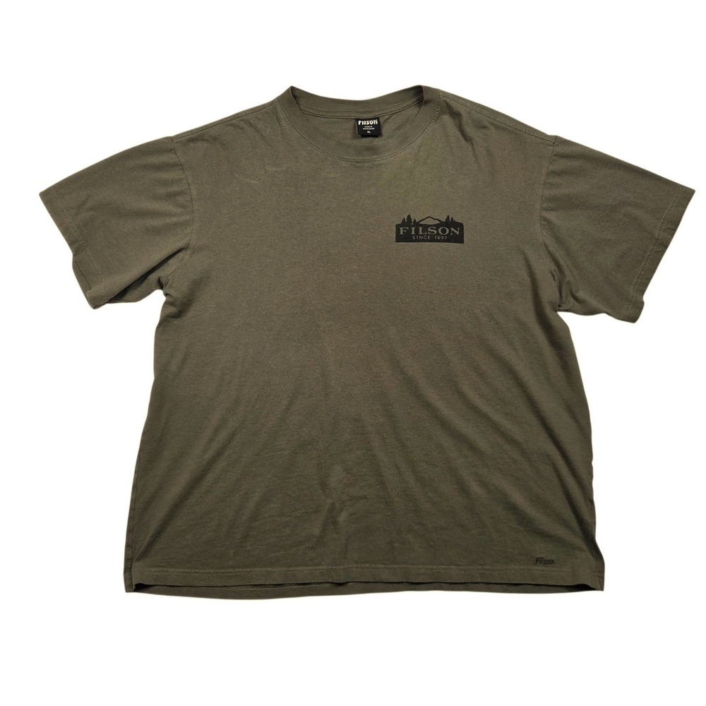 Filson Graphic T-Shirt Mens XL Green Short Sleeve Logo Mountain Graphic Tee